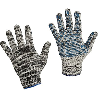 Перчатки защитные трикотажн ПВХ Точка 6нитей 7кл 62г 200пар/уп (графит)