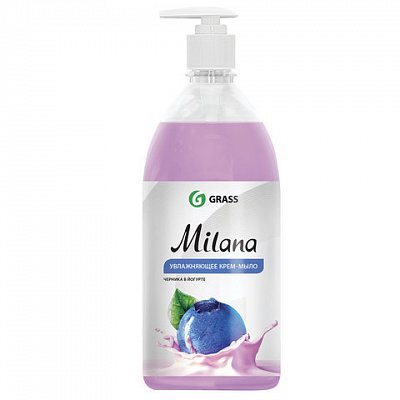 Мыло-крем жидкое 1 л GRASS MILANA «Черника в йогурте», дозатор
