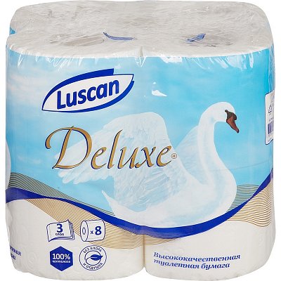 Бумага туалетная LUSCAN Deluxe 3-сл., белая с тисн.,8рул./уп. 