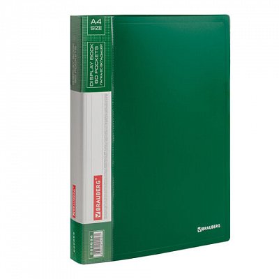 Папка 60 вкладышей BRAUBERG стандарт, зеленая, 0.8 мм, 228684