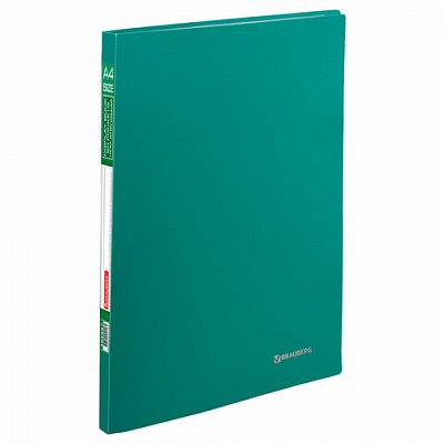 Папка 20 вкладышей BRAUBERG "Office", зеленая, 0,5 мм