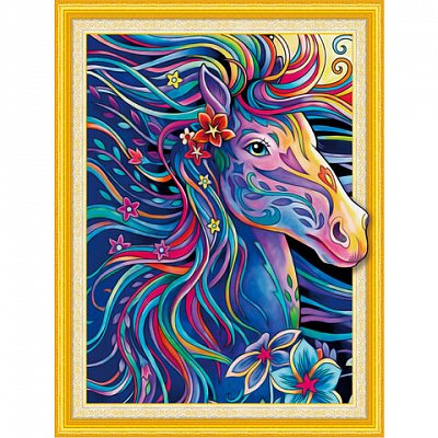 Картина стразами (алмазная мозаика) сияющая 40×50 см, ОСТРОВ СОКРОВИЩ «Персидская лошадь», без подрамника