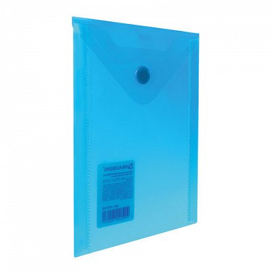 Папка-конверт с кнопкой МАЛОГО ФОРМАТА (105×148 мм), А6, синяя, 0.18 мм, BRAUBERG