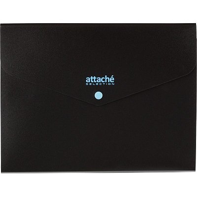 Папка органайзер на кнопке Attache Selection Black&Bluе, А4.500мкм, 3отд
