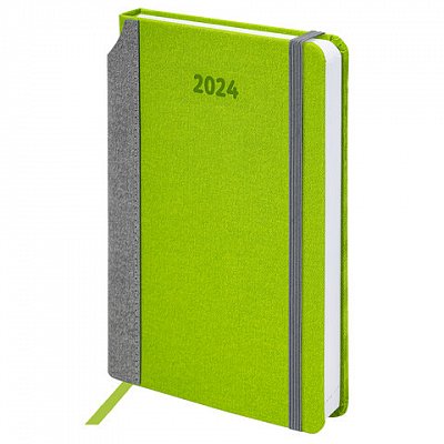 Ежедневник датированный 2024 А5 138×213 мм, BRAUBERG «Mosaic», под кожу, зеленый