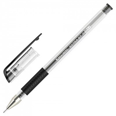 Ручка гелевая с грипом BRAUBERG «EXTRA GT NEEDLE», ЧЕРНАЯ, игольчатый узел 0.5 мм, линия 0.35 мм