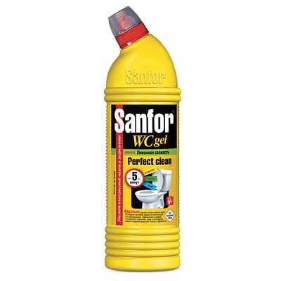 Средство для уборки туалета SANFOR WC gel, 750 г, «Лимонная свежесть»