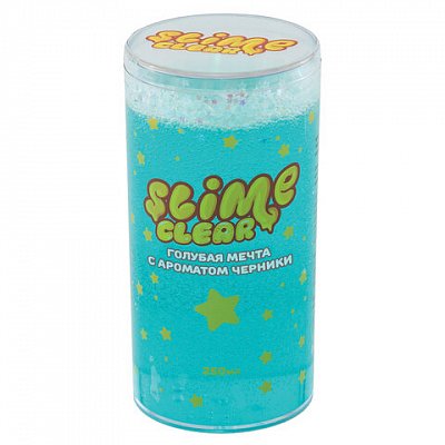 Слайм Slime «Clear-slime. Голубая мечта», голубой, с наполн. звездочки, аромат ассорти, 250г