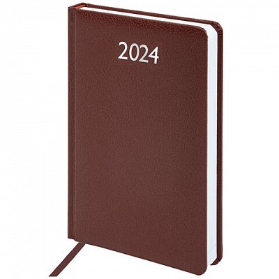 Ежедневник датированный 2024 А5 138×213 мм BRAUBERG «Profile», балакрон, коричневый