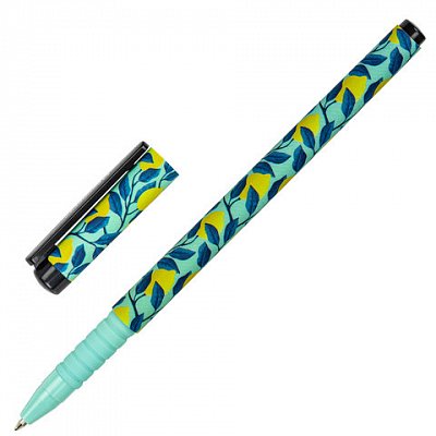Ручка шариковая BRAUBERG SOFT TOUCH GRIP «CITRUS», СИНЯЯ, мягкое покрытие, узел 0.7 мм