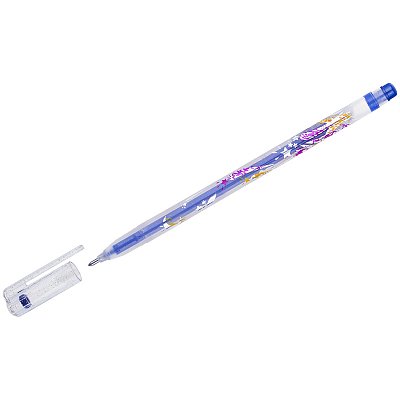 Ручка гелевая Crown «Glitter Metal Jell» синяя с блестками, 1.0мм