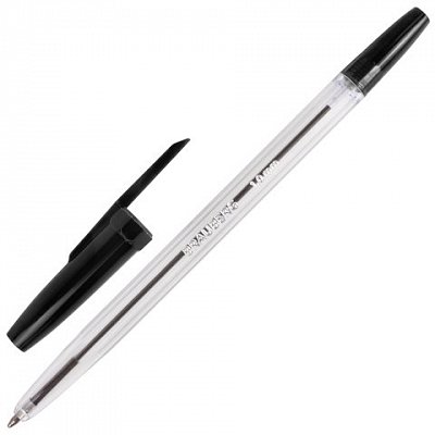 Ручка шариковая BRAUBERG SBP001b, корпус прозрачный, толщина письма 1 мм, черная