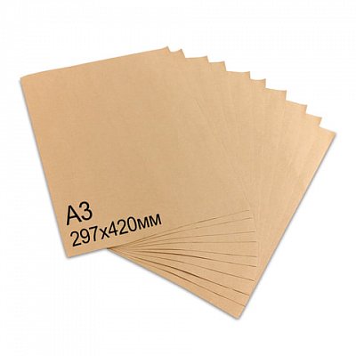 Крафт-бумага в листах А3, 297?420 мм, плотность 78 г/м2, 100 листов, BRAUBERG