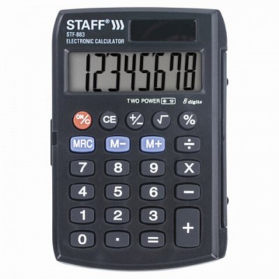 Калькулятор STAFF карманный STF-883, 8 разрядов, двойное питание, 95×62 мм