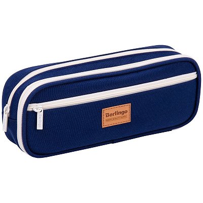 Пенал мягкий 2 отделения, 1 карман, 220×80×50мм, Berlingo «Classic blue», полиэстер, внутр. органайзер
