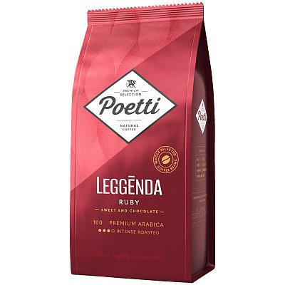 Кофе в зернах Poetti «Leggenda Ruby», вакуумный пакет, 1кг