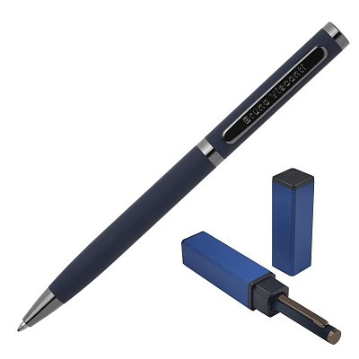 Ручка авт. BV FIRENZE 1мм синяя корп синий, тубус прямоуг синий 20-0299/03