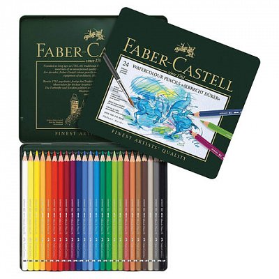 Карандаши цветные акварельные художественные FABER-CASTELL «Albrecht Durer», 24 цвета, металлическая коробка