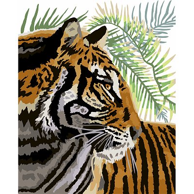 Картина по номерам на холсте ТРИ СОВЫ «Тигриный профиль», 40×50, с акриловыми красками и кистями