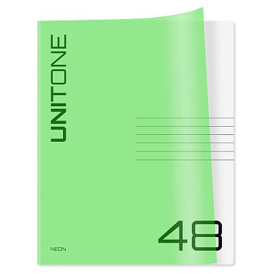 Тетрадь 48л. клетка BG «UniTone. Neon», пластиковая обложка, неон салатовый