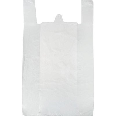 Пакет-майка ПНД 15 мкм белый (42+20×75 см, 100 штук в упаковке)