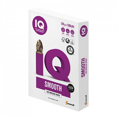 Бумага для офисной техники IQ Smooth (А4, марка A+, 120 г/кв.м, 500 листов)