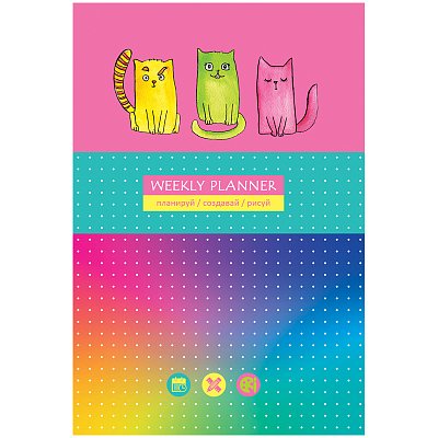Записная книжка А5 80л. BG «Яркие коты», матовая ламинация, выб. лак, блок в точку