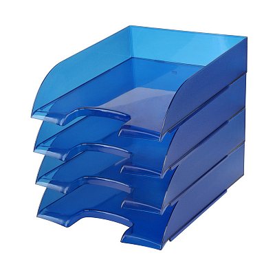 Лоток для бумаг горизонтальный Attache синий (4 штуки в упаковке)