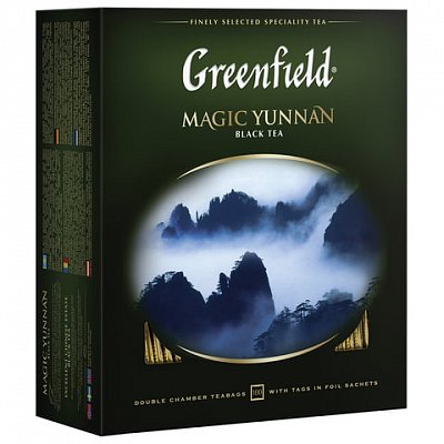 Чай GREENFIELD «Magic Yunnan» («Волшебный Юньнань»), черный, 100 пакетиков в конвертах по 2 г