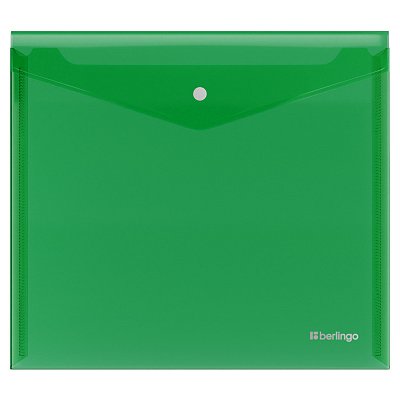 Папка-конверт на кнопке Berlingo «No Secret», А5+, 200мкм, зеленая