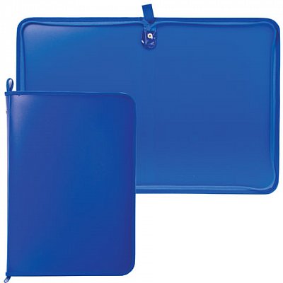 Папка на молнии пластиковая, А4, матовая, синяя, размер 320х230 мм