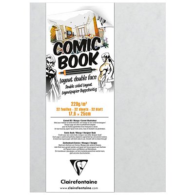 Скетчбук для маркеров 32л. 176×250мм, на склейке Clairefontaine «Comic book», 220 г/м2