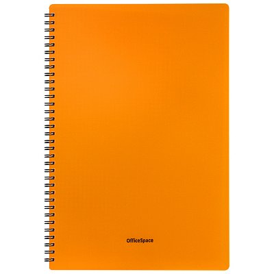 Тетрадь 48л. А4 клетка на гребне OfficeSpace «Neon», оранжевая пластиковая обложка