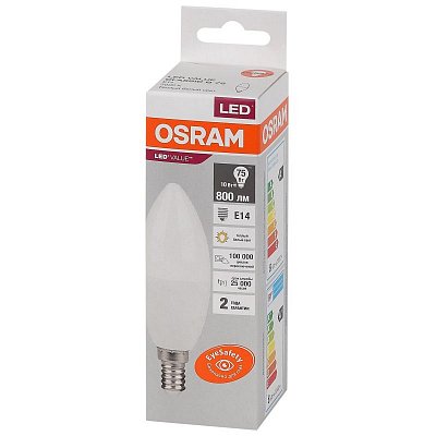 Лампа светодиодная OSRAM LED Value B, 800лм, 10Вт (замена 75Вт), 3000К