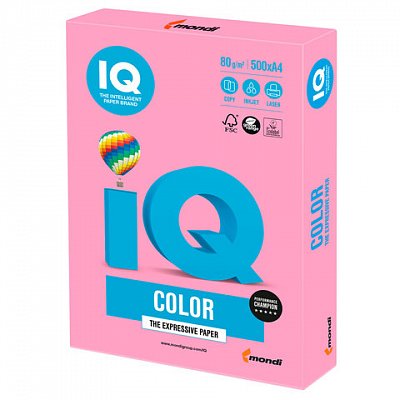 Бумага цветная IQ Color (А4, 80г/м², PI25-розовый, 500 листов)
