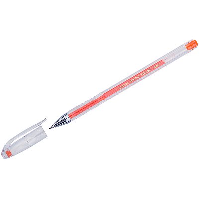 Ручка гелевая Crown «Hi-Jell Color» оранжевая, 0.7мм