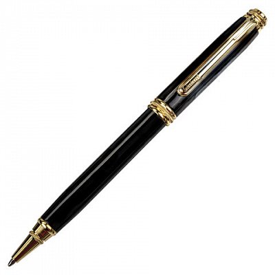 Ручка подарочная шариковая GALANT «Black», корпус черный, золотистые детали, пишущий узел 0.7 мм, синяя