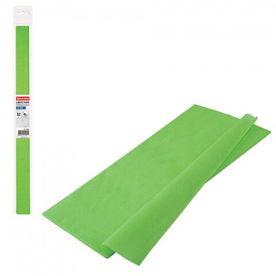 Цветная бумага крепированная BRAUBERG, плотная, растяжение до 45%, 32 г/м2, рулон, светло-зеленая, 50?250 см