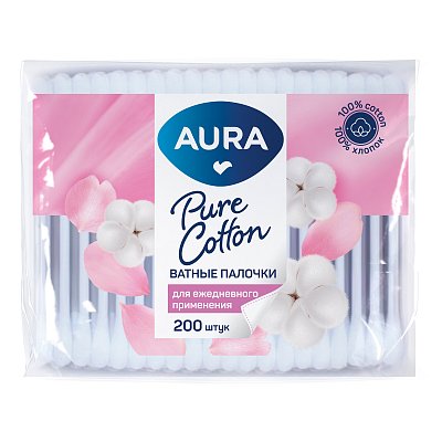 Ватные палочки Aura «Beauty», 200шт., полиэтиленовый пакет