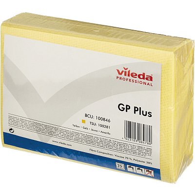 Салфетка хозяйственная универсальная Vileda GP Plus желтая (25 штук в упаковке)