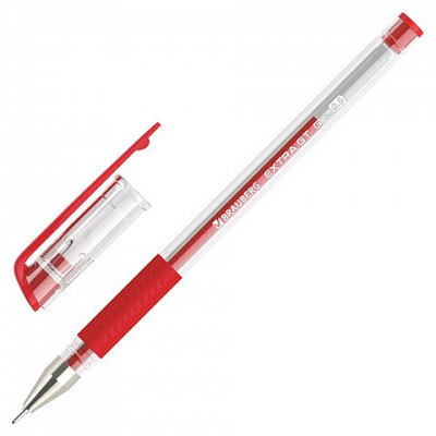 Ручка гелевая с грипом BRAUBERG «EXTRA GT NEEDLE», КРАСНАЯ, игольчатый узел 0.5 мм, линия 0.35 мм