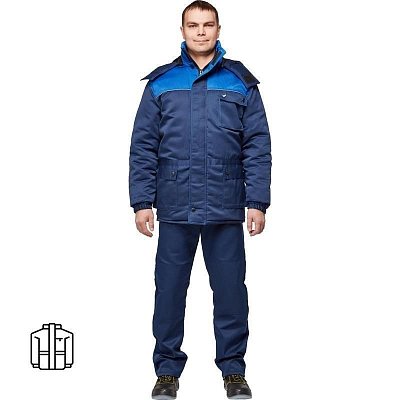 Куртка рабочая зимняя мужская з08-КУ с СОП синяя/васильковая (размер 44-46, рост 182-188)
