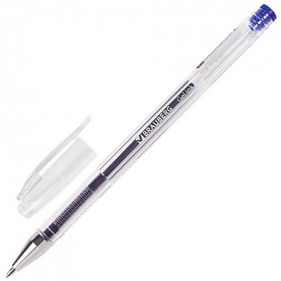 Ручка гелевая BRAUBERG «Jet», корпус прозрачный, толщина письма 0.5 мм, синяя