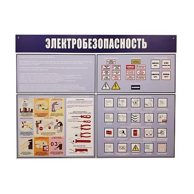 Информационный стенд-плакат Электробезопасность (910×700 мм)