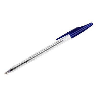 Ручка шариковая Стамм «333» синяя, 0.7мм, прозрачный корпус