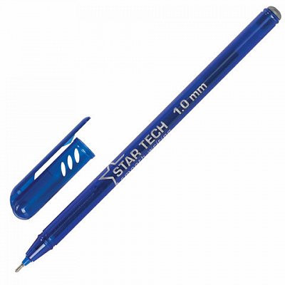 Ручка шариковая масляная PENSAN Star Tech, СИНЯЯ, игольчатый узел 1 мм, линия 0.8 мм, 2260/12