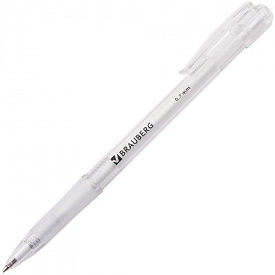 Ручка шариковая BRAUBERG «Department» автоматическая, корп. прозр., толщ. письма 0.7 мм, рез. держ., синяя