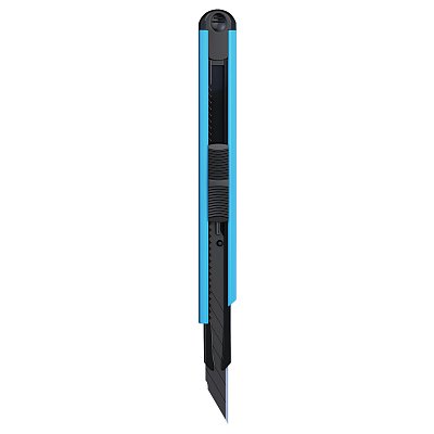 Нож канцелярский 9мм Berlingo «ColorZone», черное лезвие, auto-lock, металл. направл., голубой, европодвес