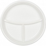 Тарелка одноразовая   пластиковая Комус Стандарт 2-х секционная 220 мм белая (100 штук в упаковке)