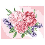 Картина по номерам на картоне ТРИ СОВЫ «Розы и сирень», 30×40, с акриловыми красками и кистями